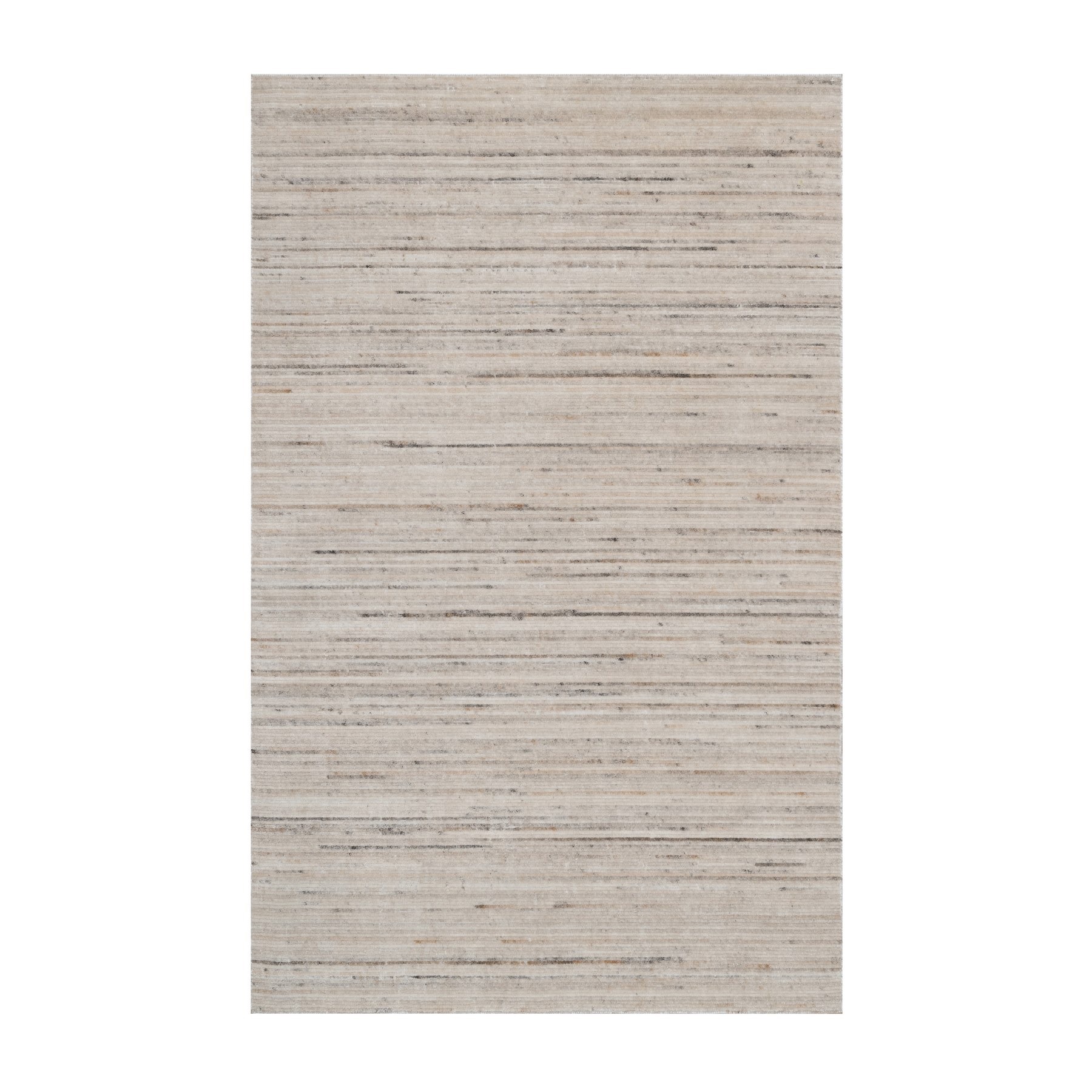 Bone White, Variegated Textured Modern Design, Natural Wool, Hand Loomed, Thick and Plush, Oriental Rug
